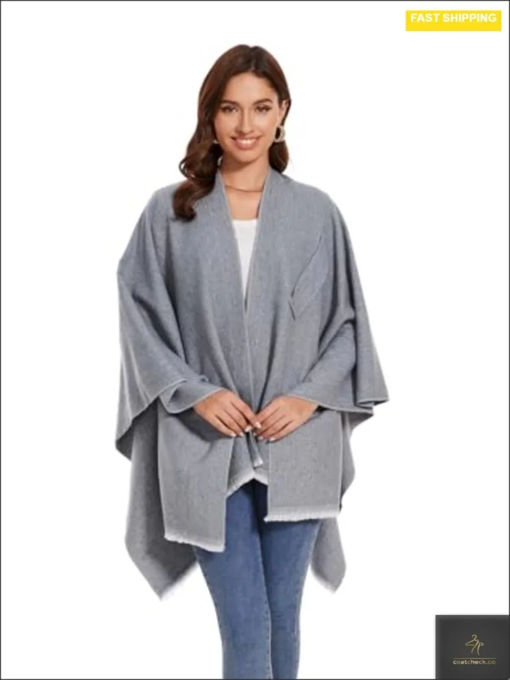 Women's Shawl Wrap, Open Front Knitted Cape Poncho Cardigan Coat for Autumn